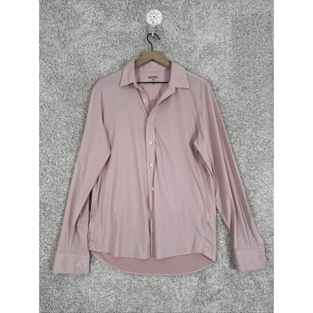 Rhone Shirt Men's M Pink Button Up Long Sleeve Casual Stretch Performance